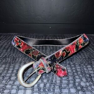 Absolutely Fresh belt Genuine Leather made inUSA Size:L color: red/floral